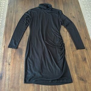 Banana republic, black turtleneck, cinched waist, long sleeve dress med.